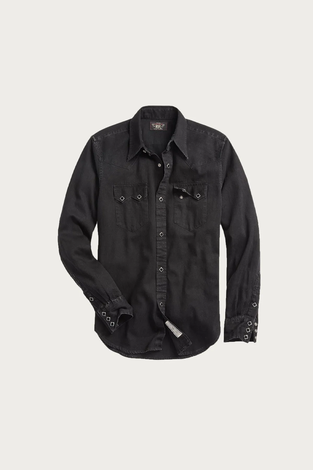 Slim Fit Denim Western Shirt - Black