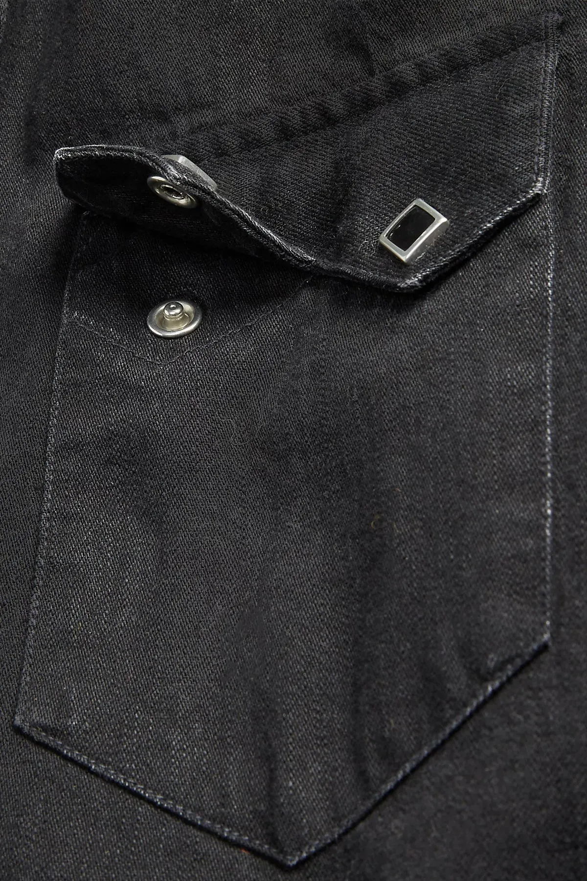 Slim Fit Denim Western Shirt - Black