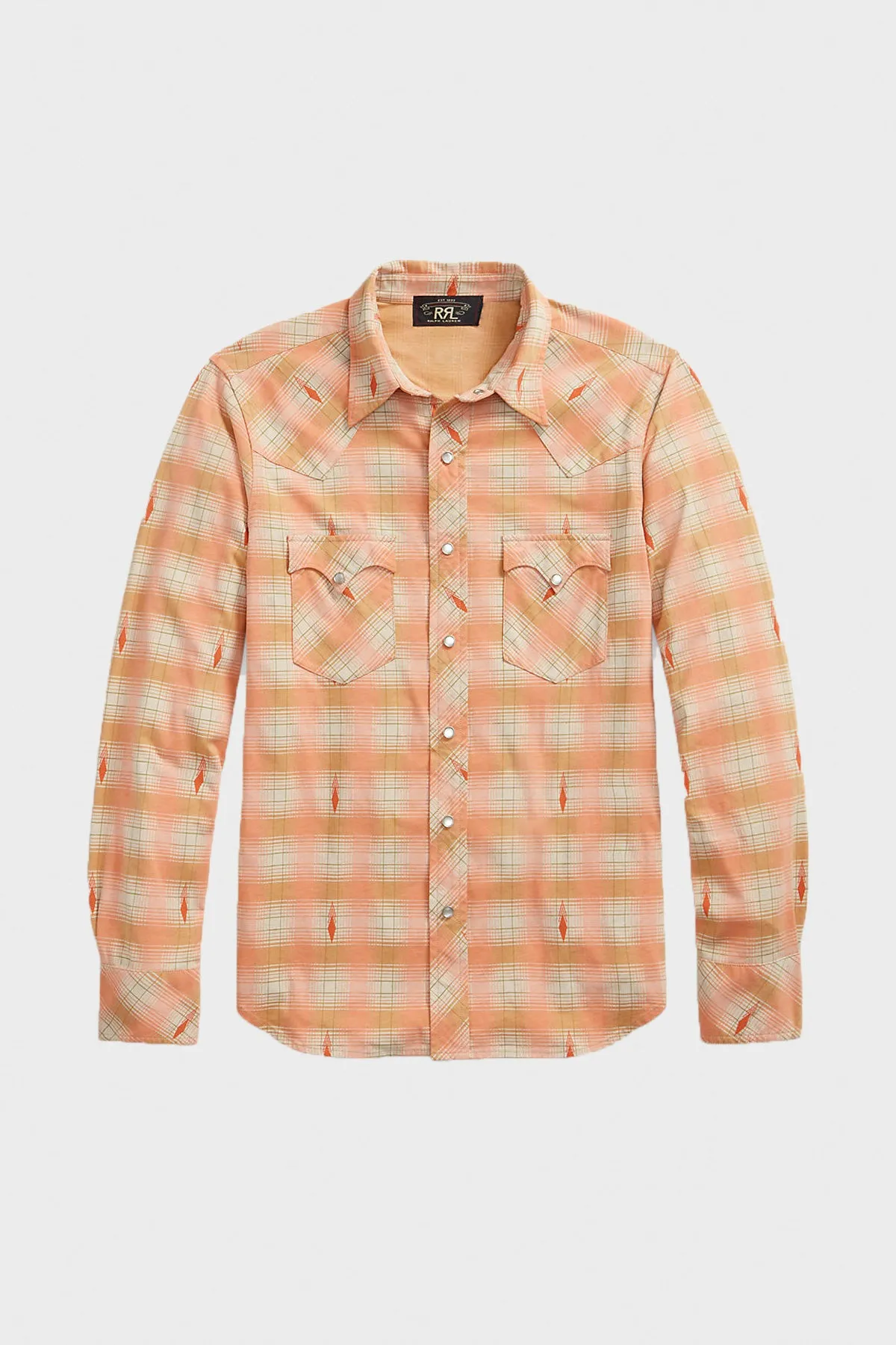 Slim Fit Plaid Jersey Western Shirt - Red/Cream Multi