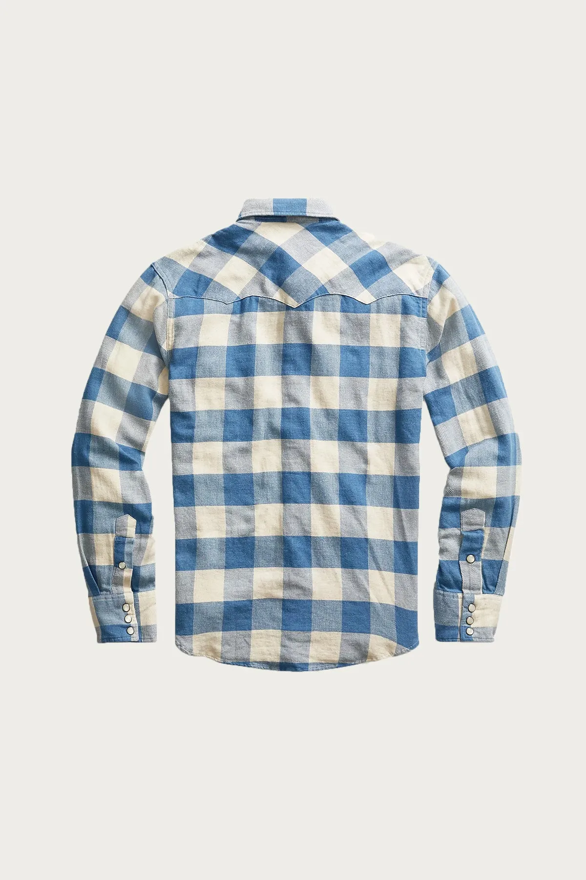 Slim Fit Plaid Twill Western Shirt - Indigo/Cream