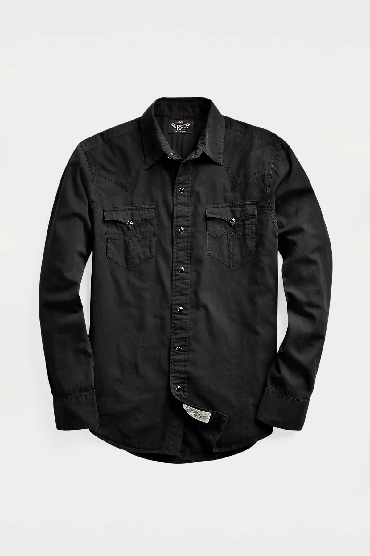 Slim Fit Twill Western Shirt - Polo Black