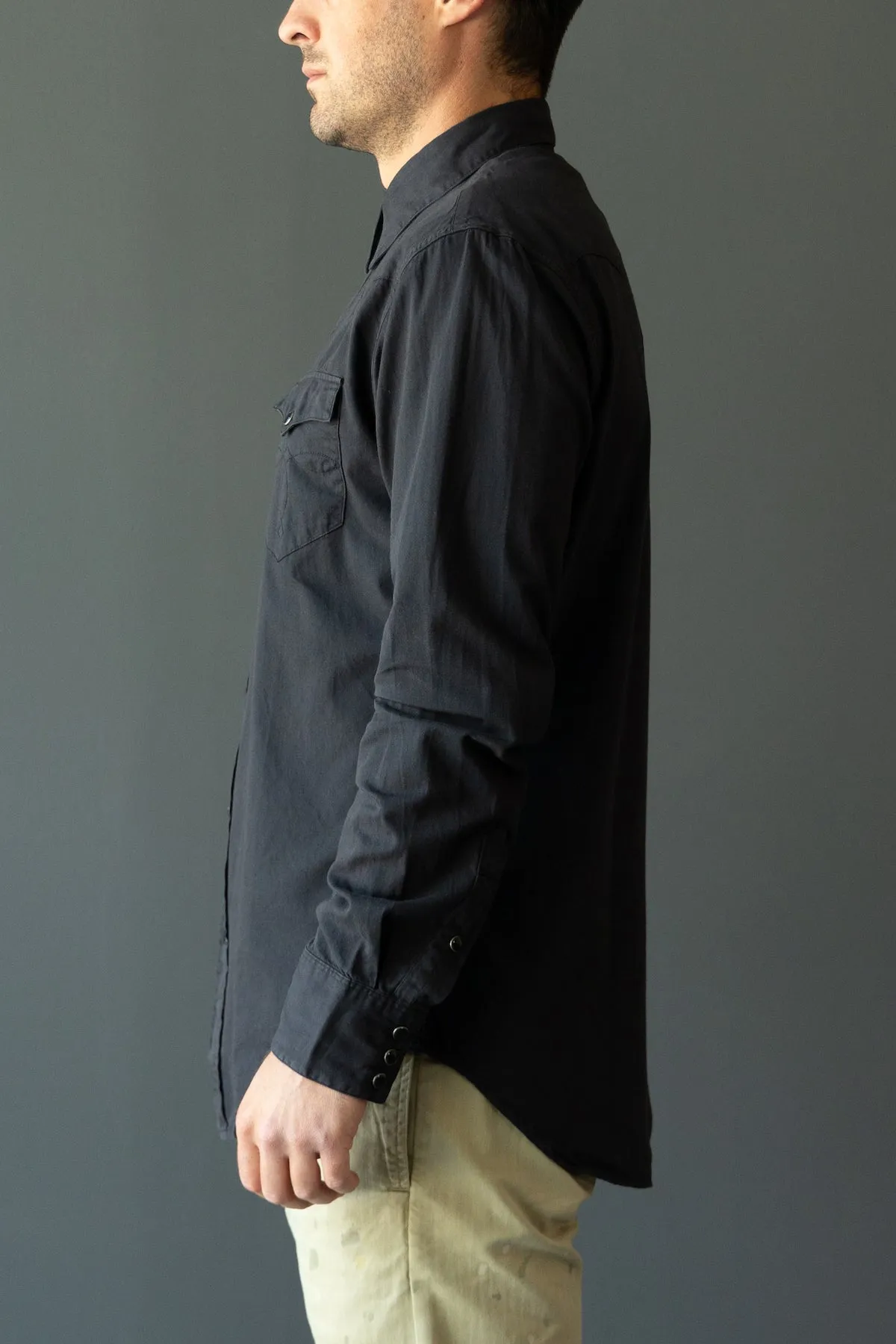 Slim Fit Twill Western Shirt - Polo Black