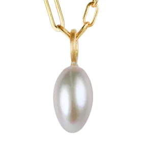 Smooth Grey Freshwater Egg Drop Pearl on 22K Bale