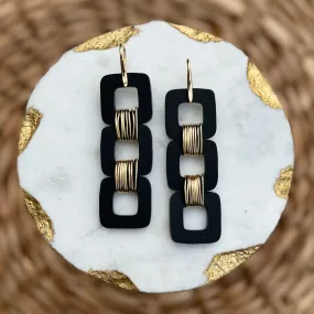 Square Stacks - Black - Acrylic Earrings