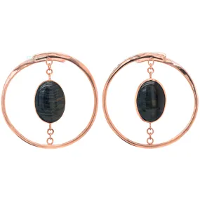 Stay Sexy Earrings - Rose Gold + Suspended Blue Tiger's Eye