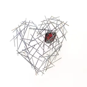 Steel and Garnet Heart Brooch