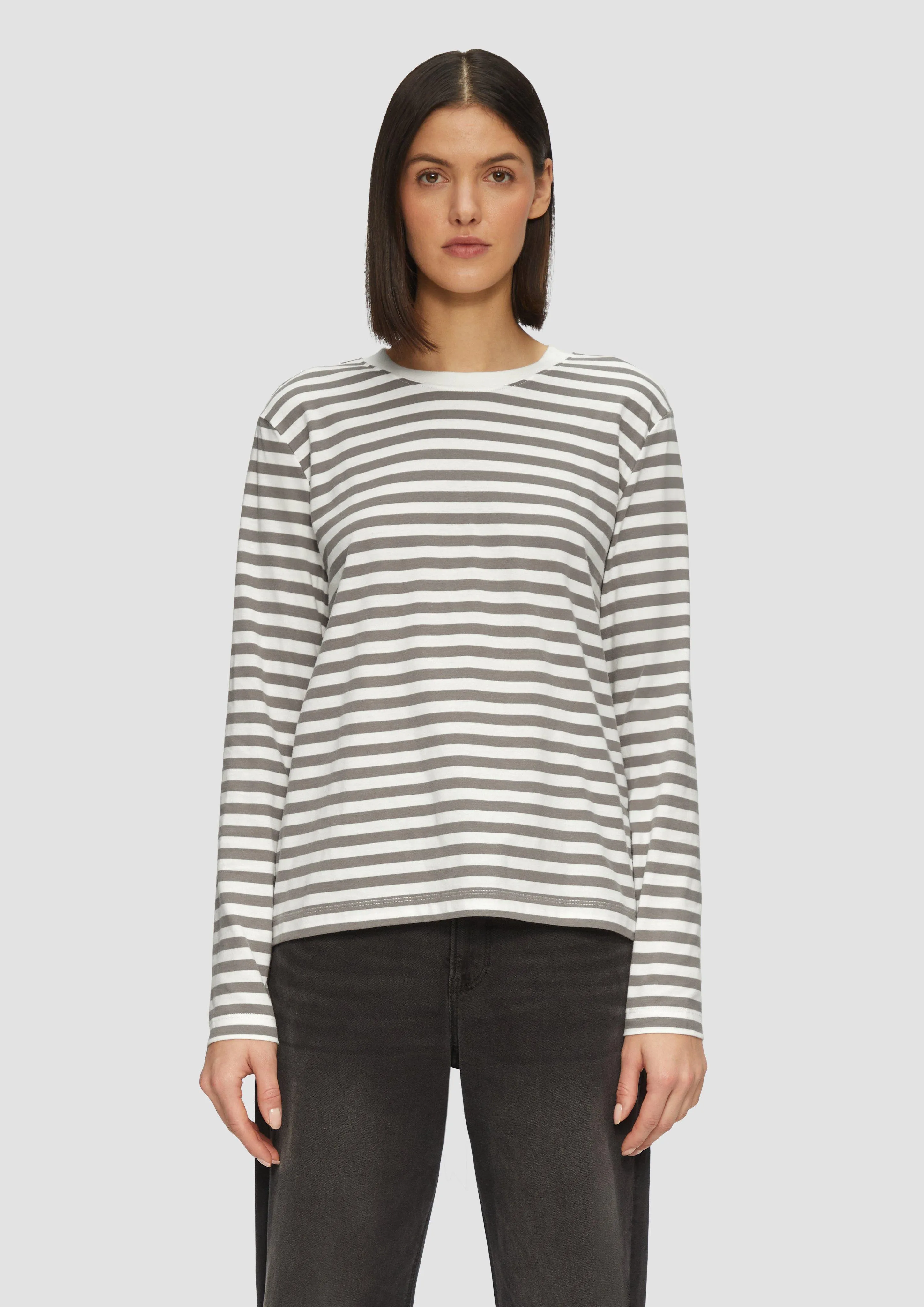 Striped long sleeve top in cotton jersey