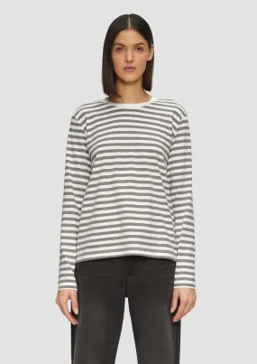 Striped long sleeve top in cotton jersey