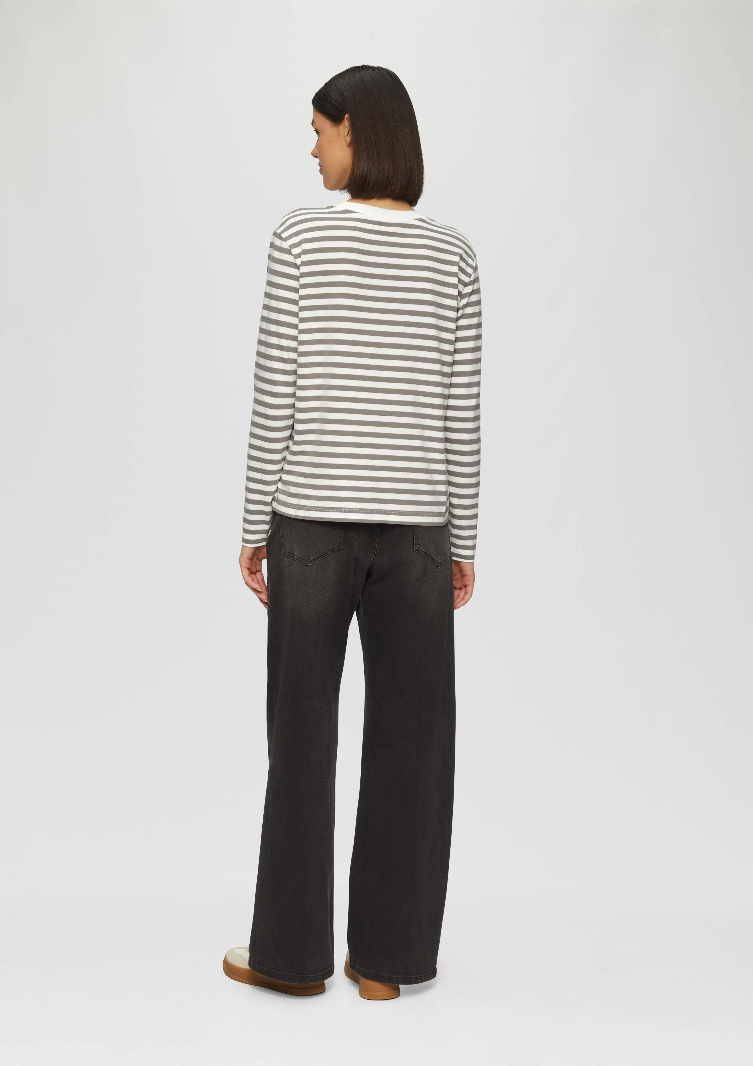 Striped long sleeve top in cotton jersey