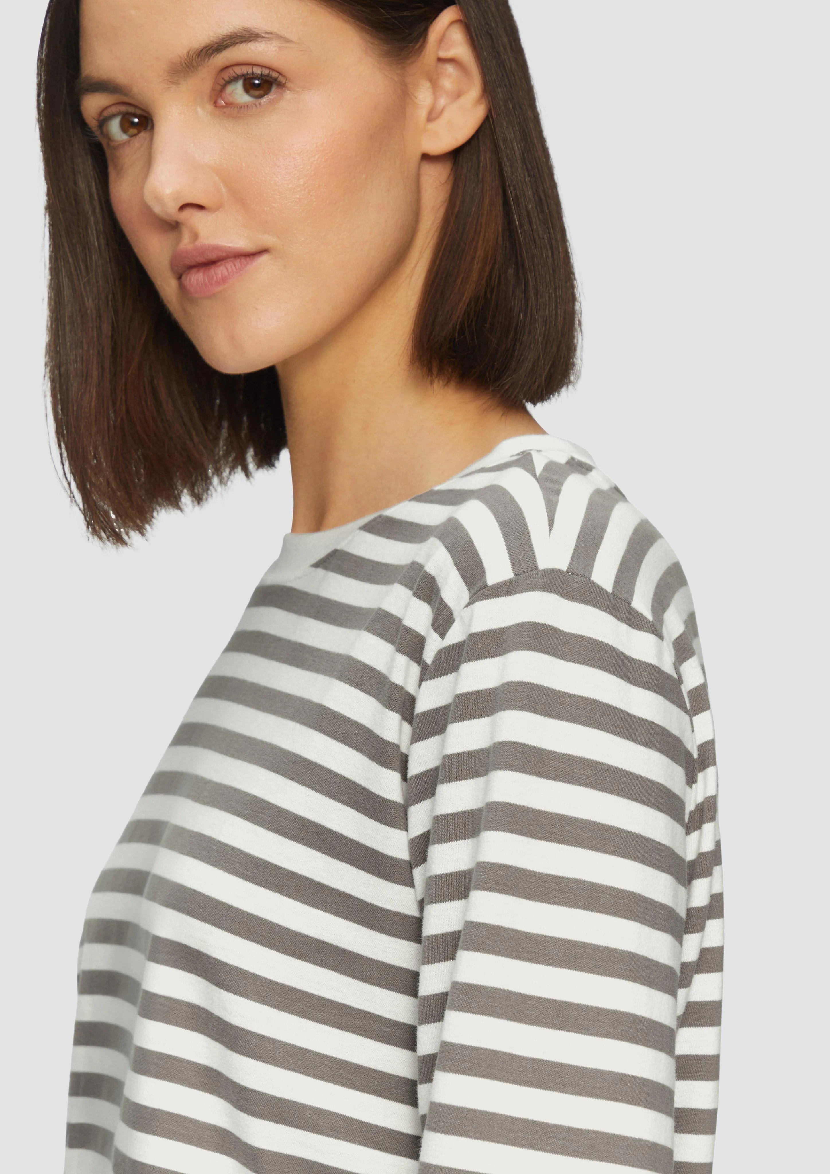 Striped long sleeve top in cotton jersey