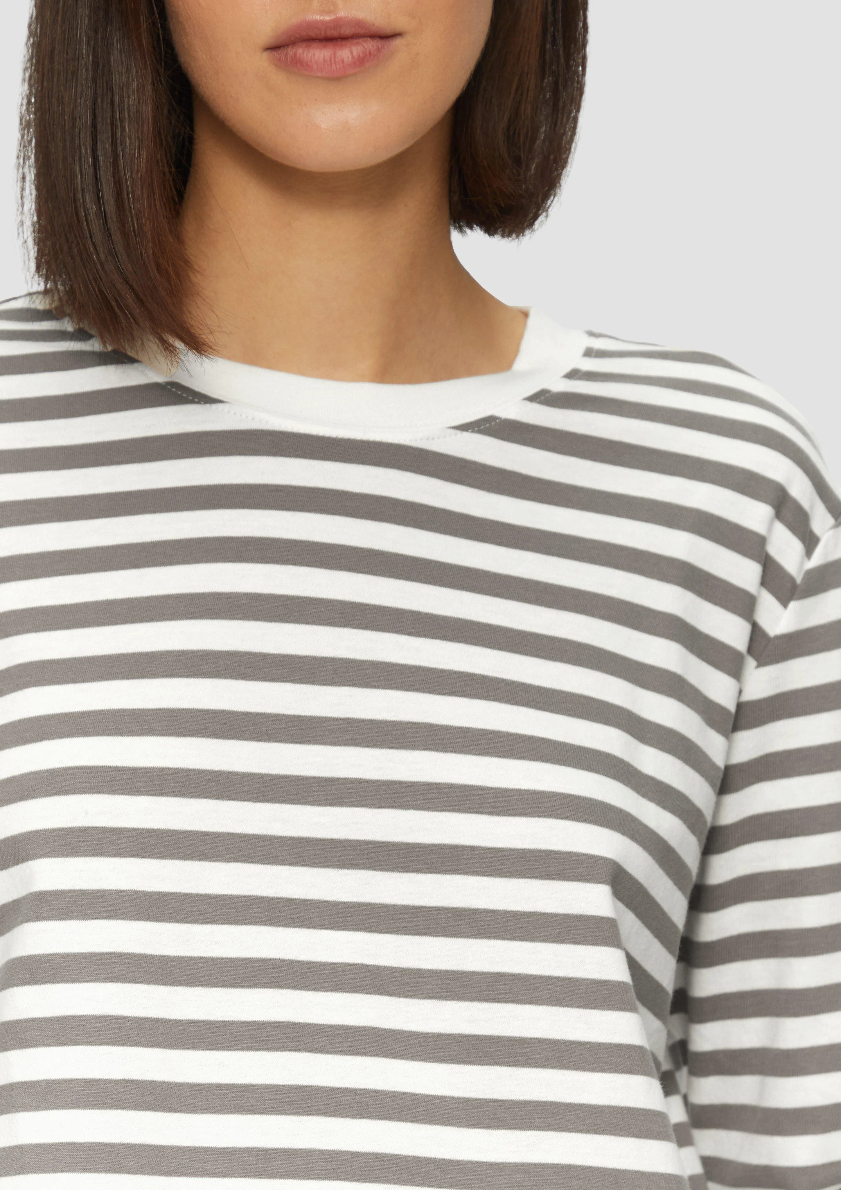 Striped long sleeve top in cotton jersey