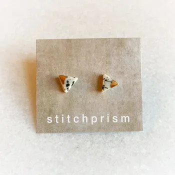 Studs - Tiny Triangle - Gold (Black Splatter)