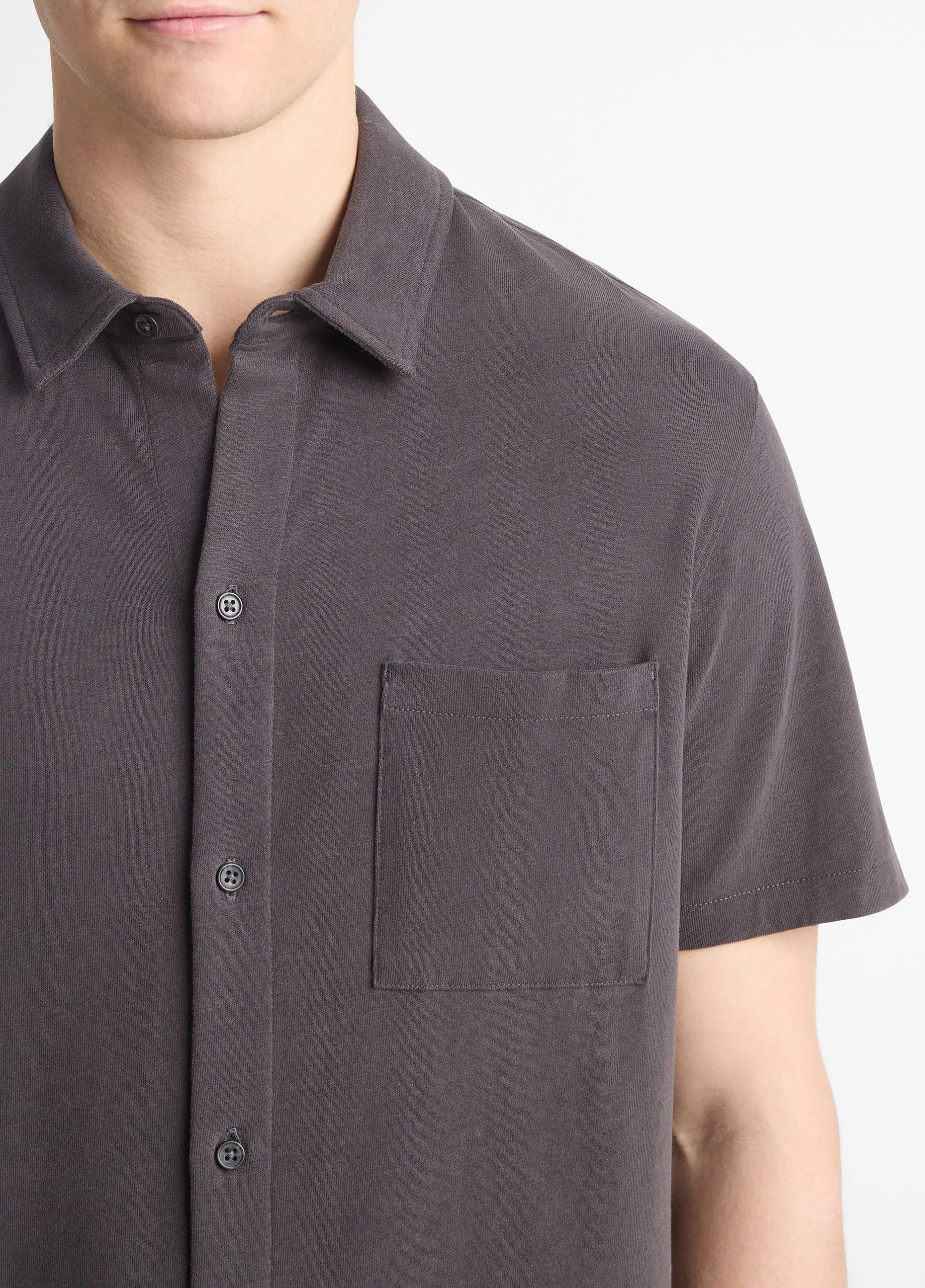 Sueded Cotton Jersey Button-Front Shirt