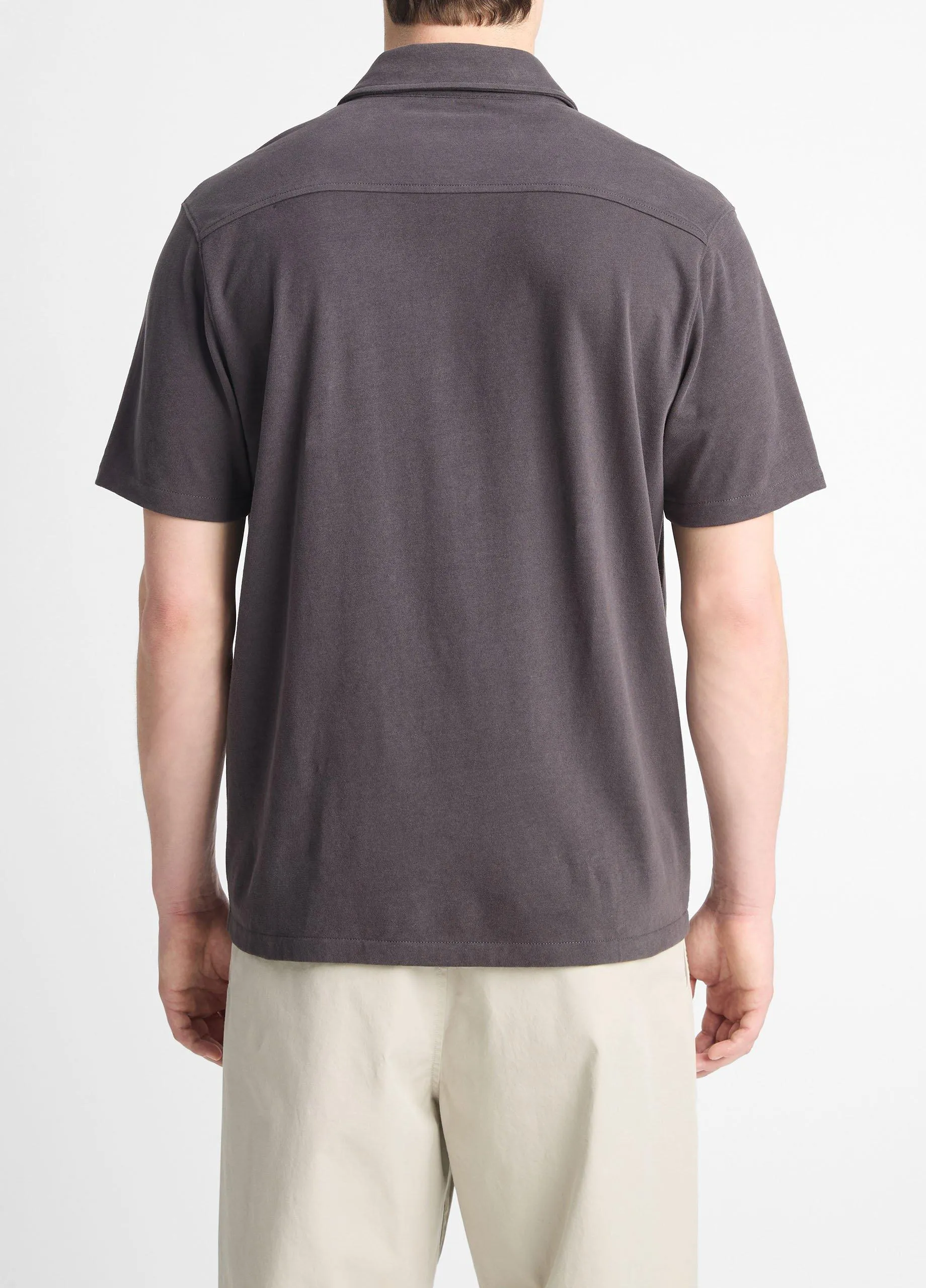 Sueded Cotton Jersey Button-Front Shirt