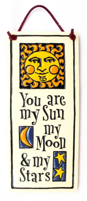 Sun, Moon and Stars Small Tall Ceramic Tile