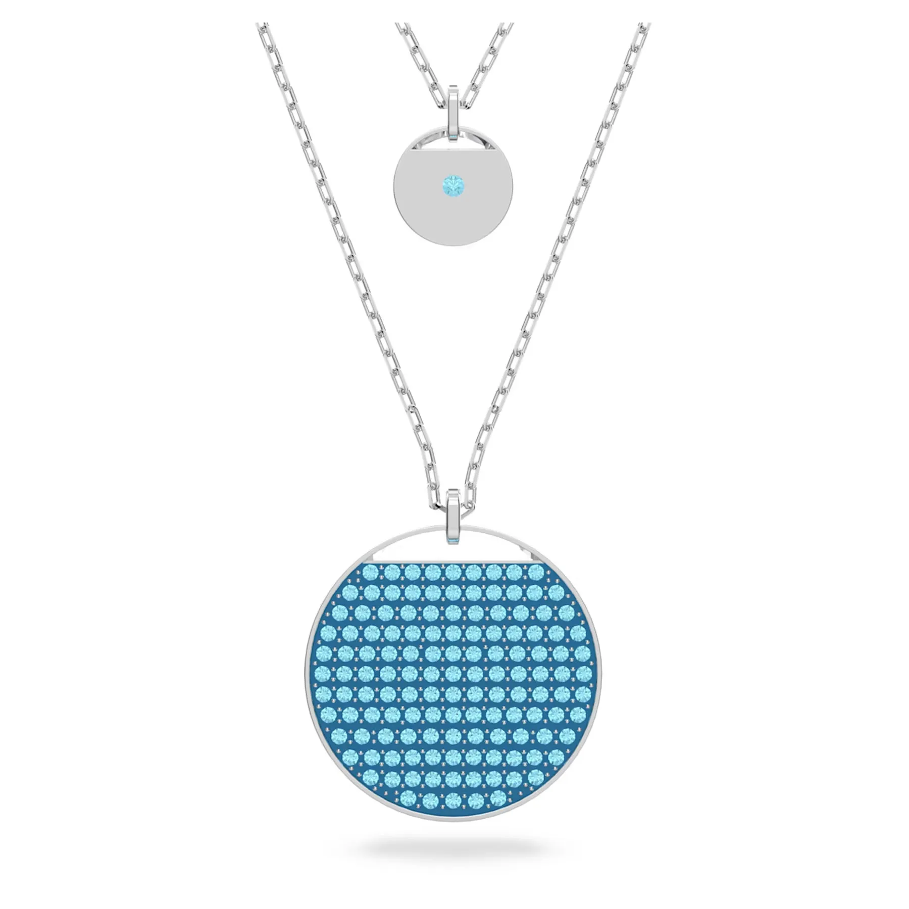 Swarovski Ginger layered pendant Blue, Rhodium plated -5642942