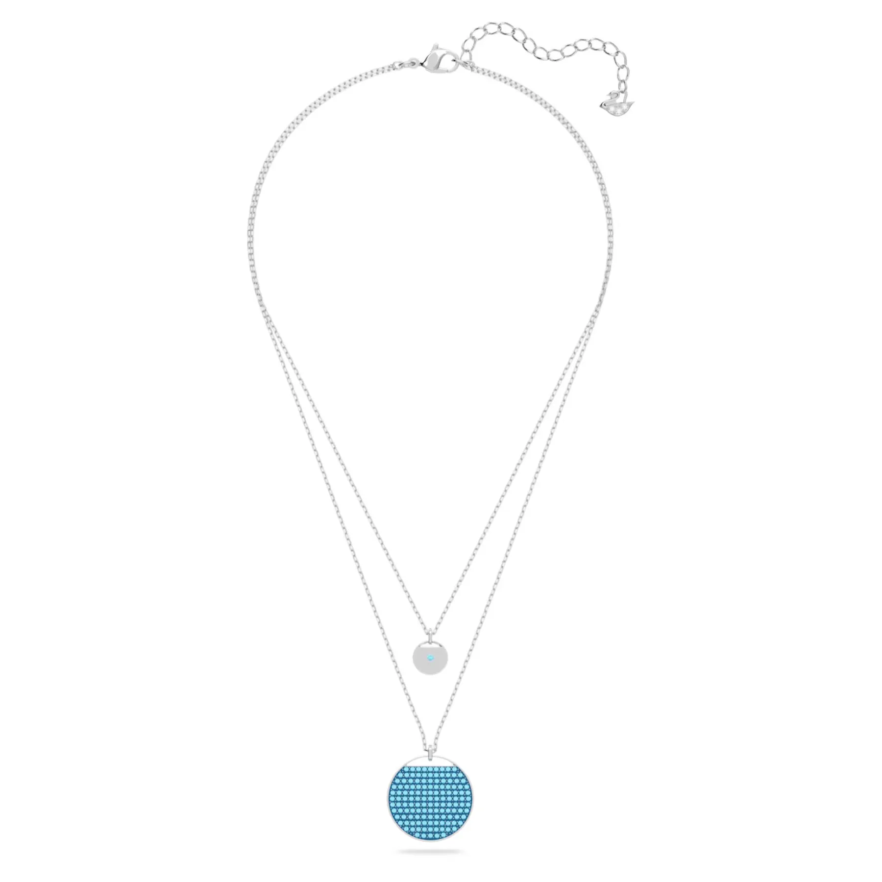 Swarovski Ginger layered pendant Blue, Rhodium plated -5642942