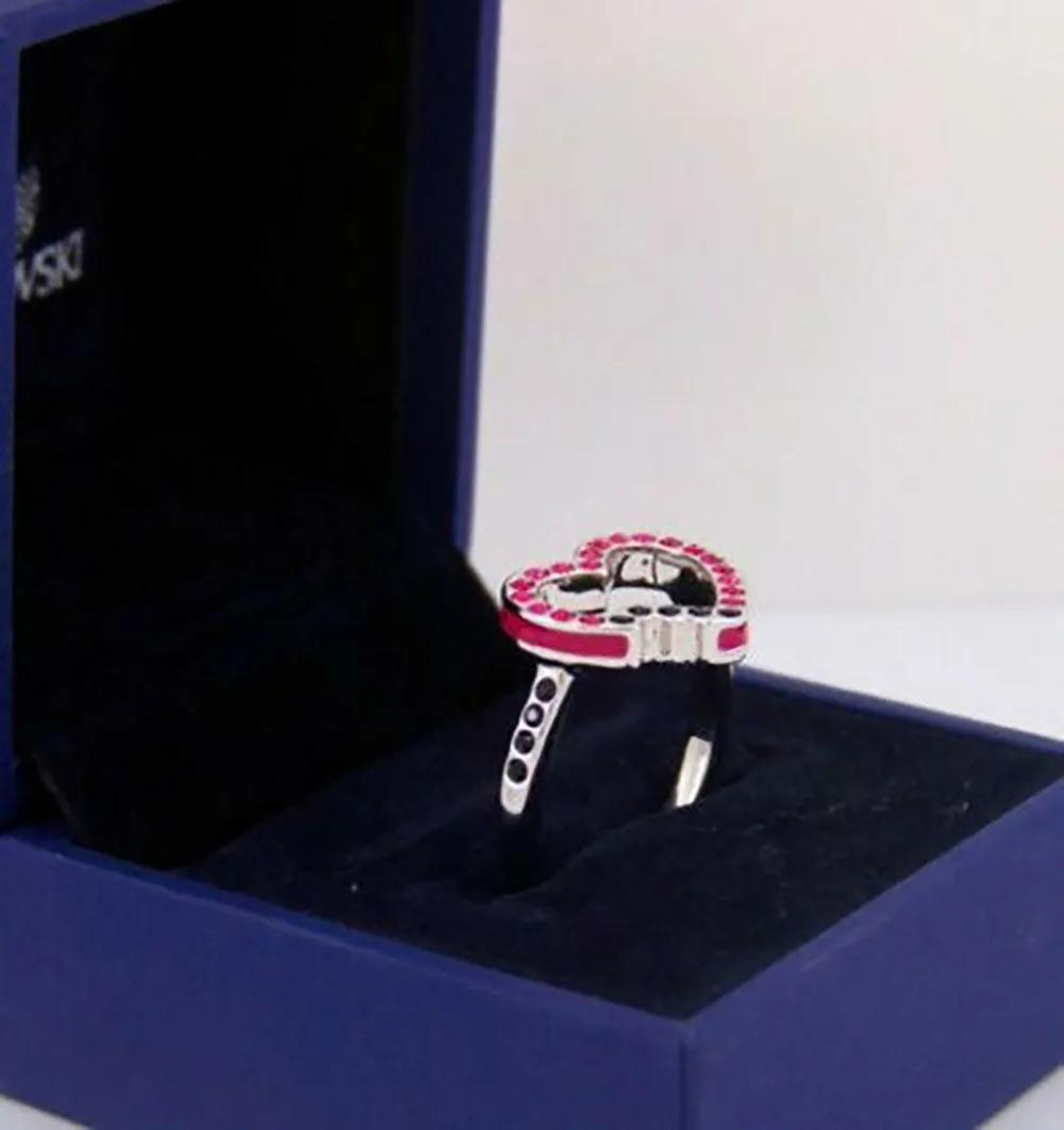 Swarovski HELLO Ring Pink Heart Shape