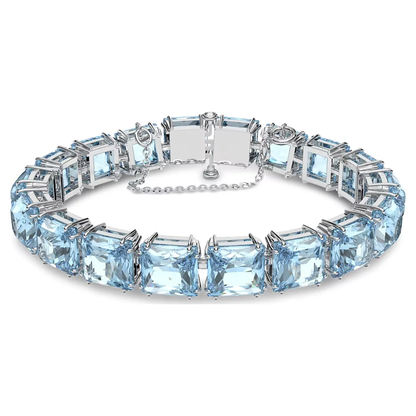 SWAROVSKI Millenia bracelet Square cut, Blue, Rhodium plated 