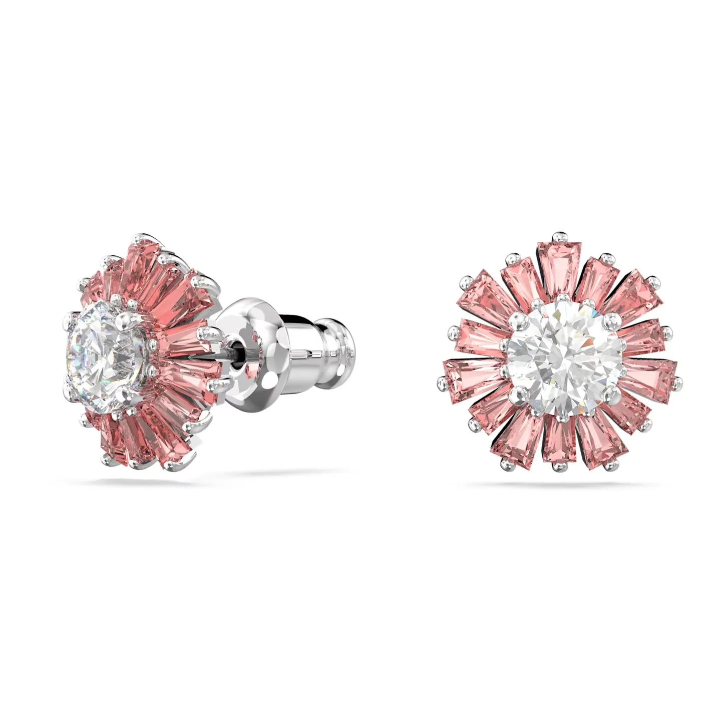 Swarovski Sunshine stud earrings Mixed cuts, Sun, Pink, Rhodium plated -5642962