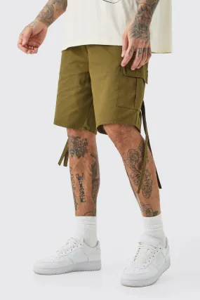 Tall Elasticated Waist Twill Cargo Short | boohooMAN UK