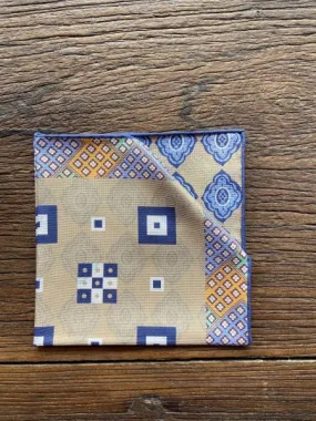 TAN MULTI AND MEDALLION POCKET SQUARE