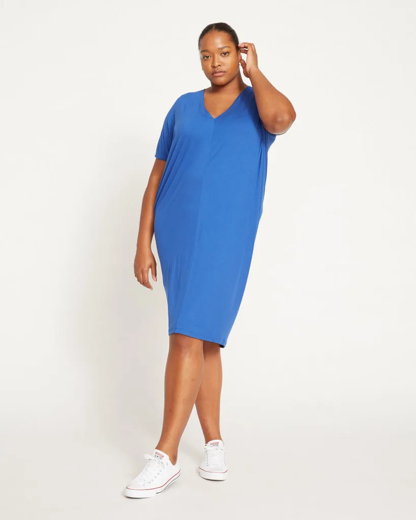 Teresa Liquid Jersey V-Neck Dress - Royal Blue