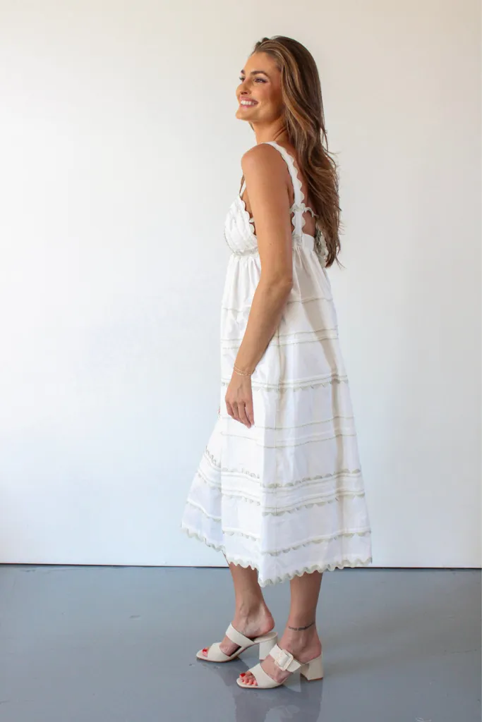 The Sophia Midi Dress in Off White