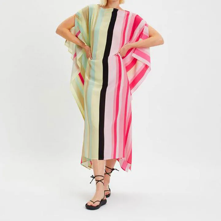 Timeless Glamour Geometric Stripes Silk Womens Kaftan KAF0040