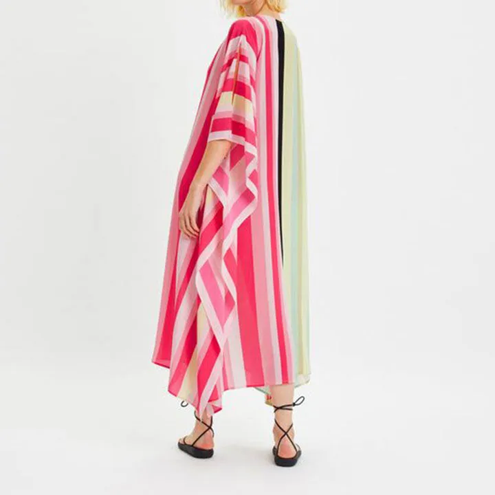 Timeless Glamour Geometric Stripes Silk Womens Kaftan KAF0040