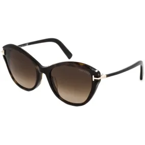 Tom Ford FT0850-F Sunglasses dark havana / gradient brown Women's (S)