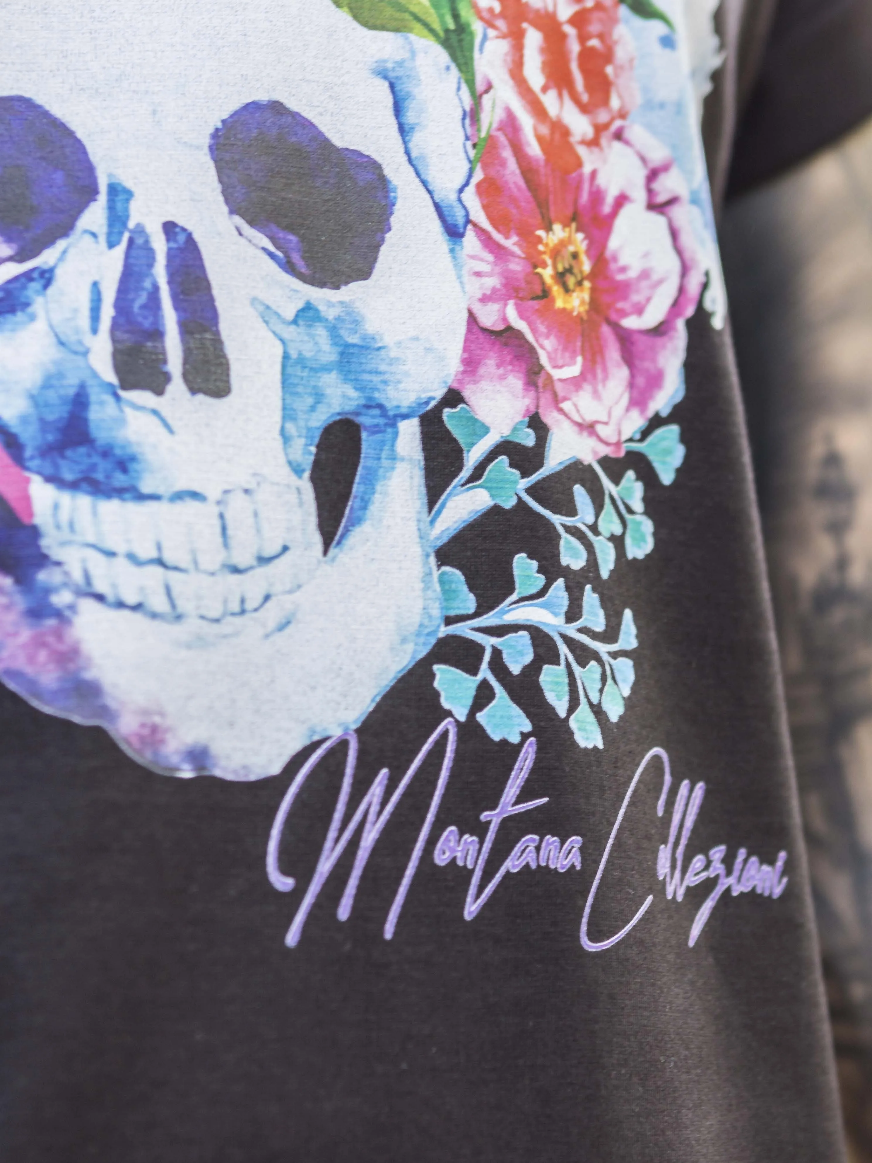 Tricou Watercolor Skull Black