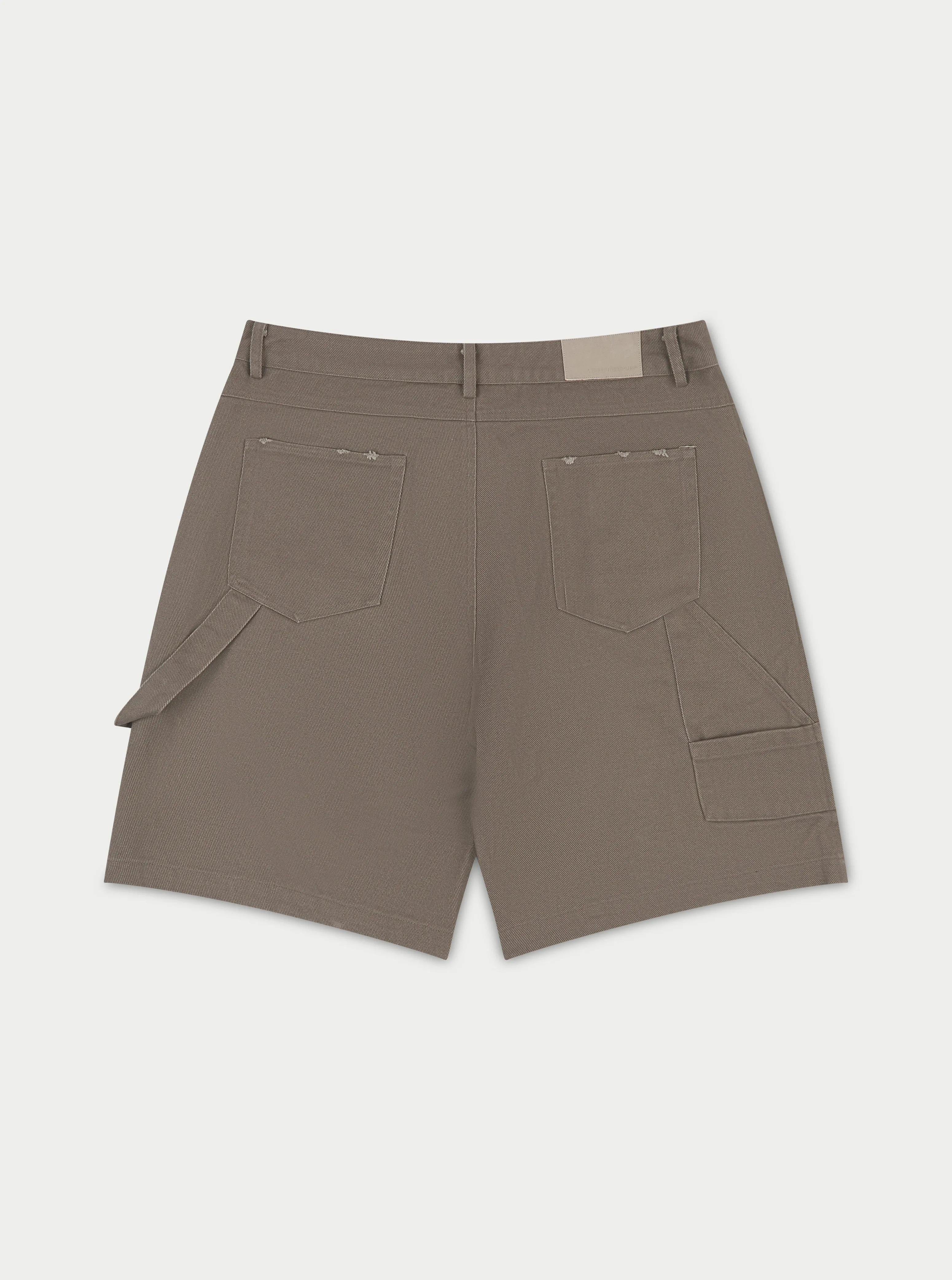 TWILL RIVET CARPENTER SHORTS - WASHED BROWN