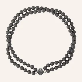 Victoire 8mm Matte Grey Hematite Double Strand Gunmetal Necklace