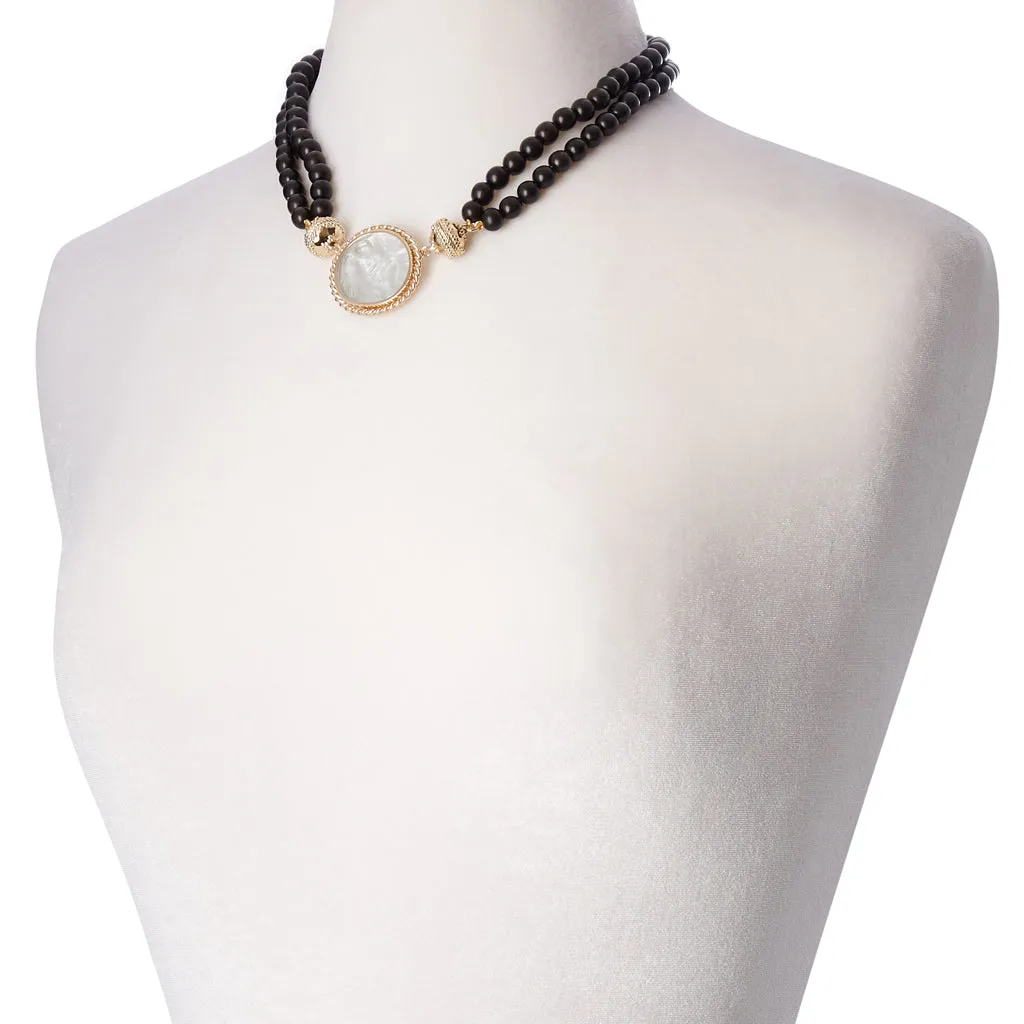 Victoire Black Ebony 8mm Double Strand Necklace