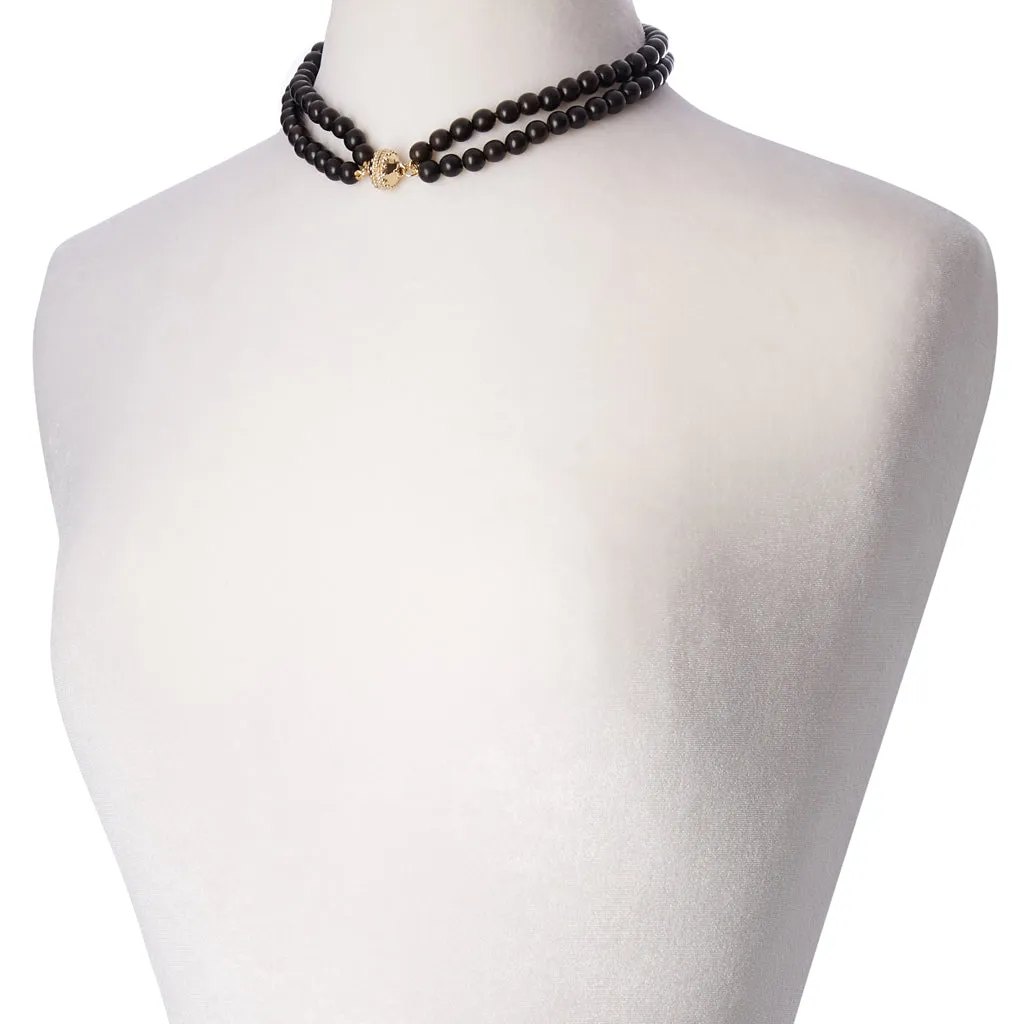 Victoire Black Ebony 8mm Double Strand Necklace