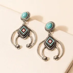 Western Aztec Crescent Earring