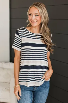 Wishing On You Striped Top- Navy