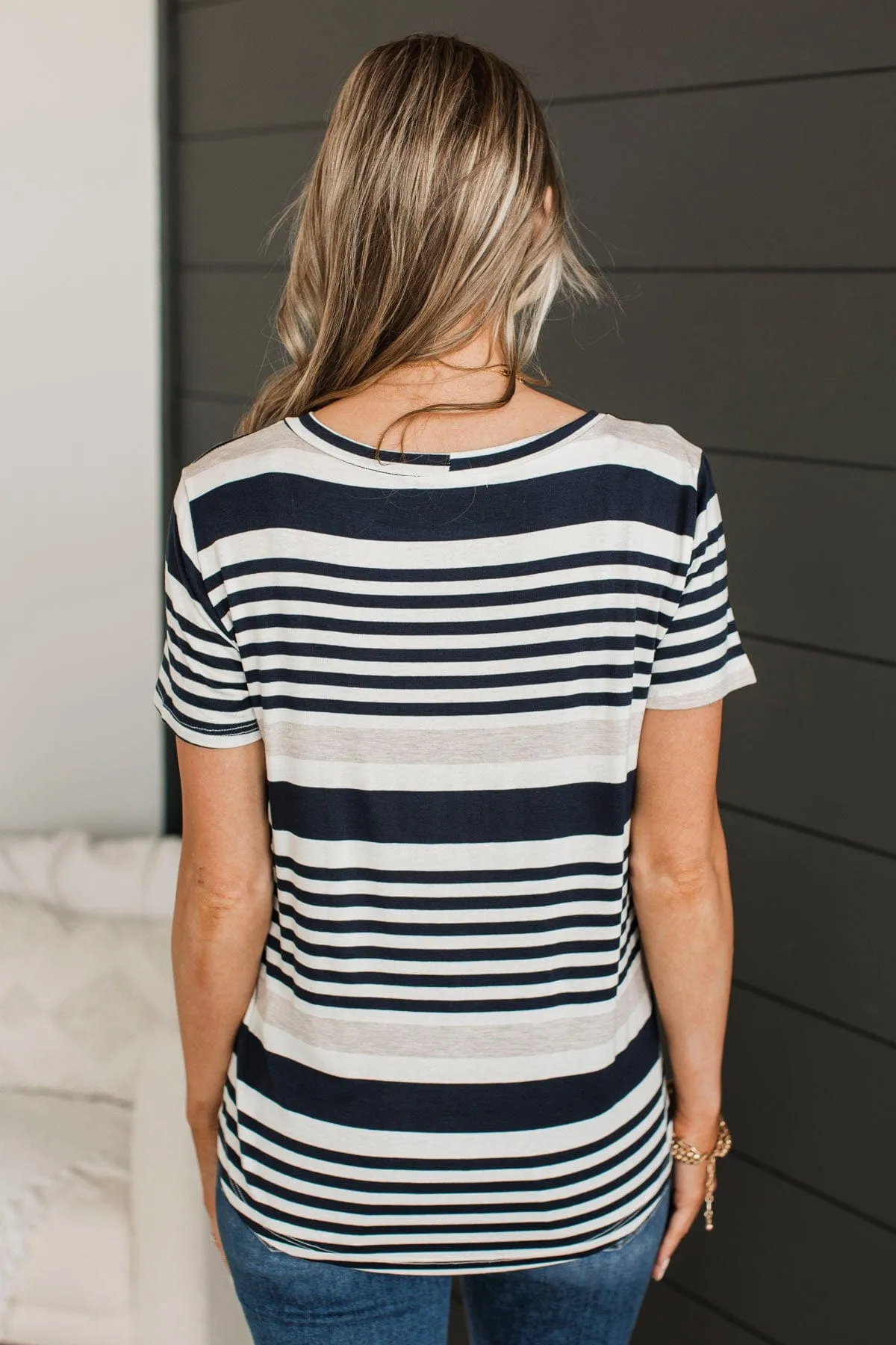 Wishing On You Striped Top- Navy