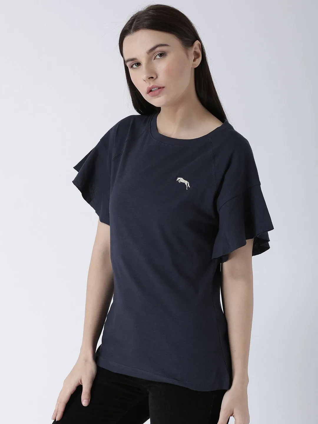 Women Navy Blue Solid Top