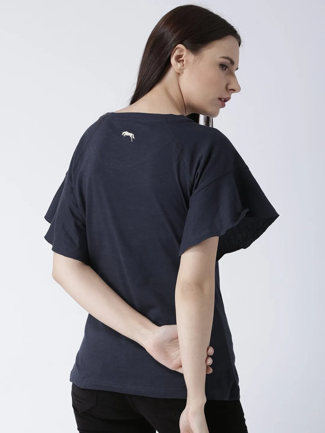 Women Navy Blue Solid Top