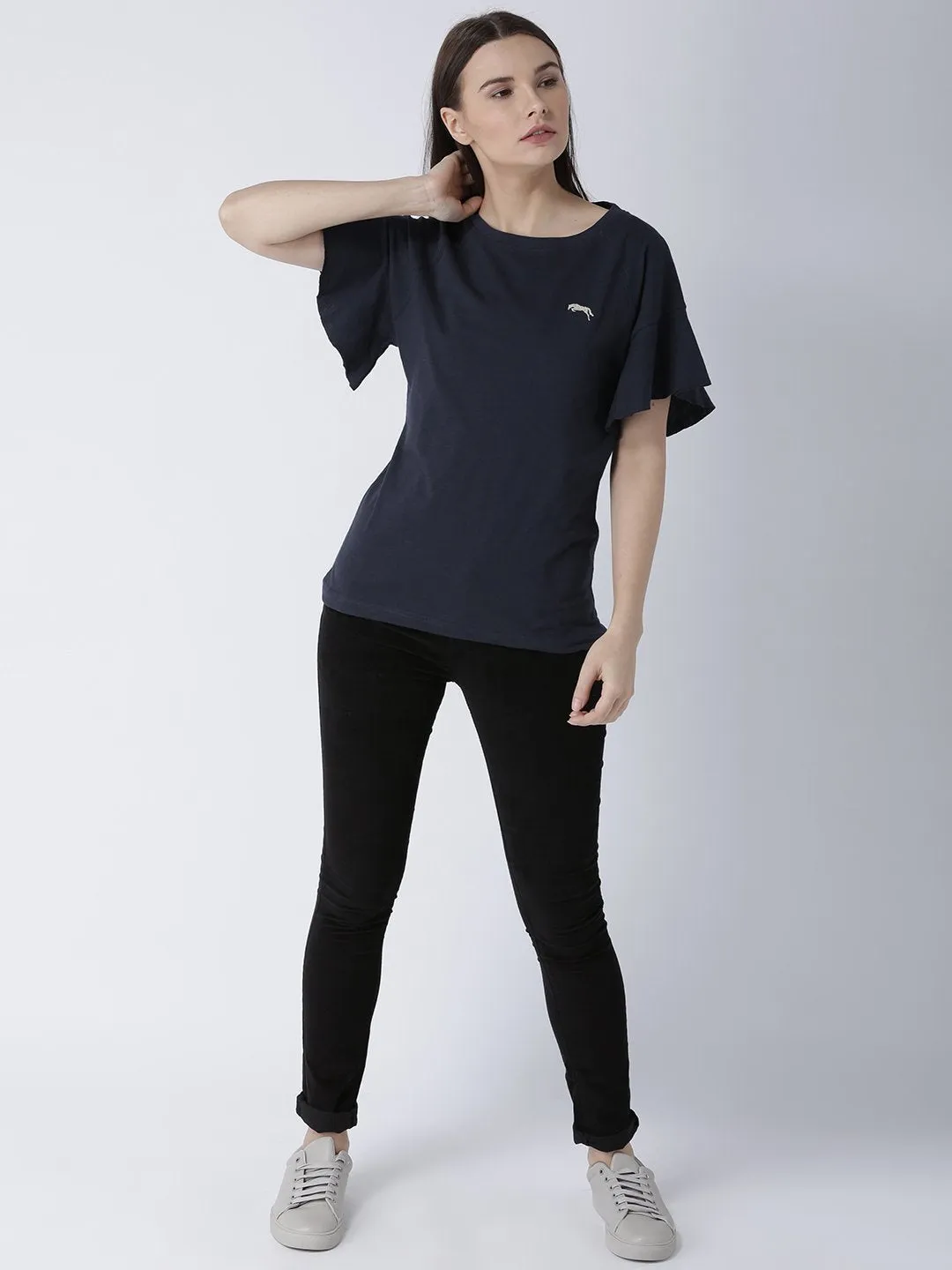 Women Navy Blue Solid Top