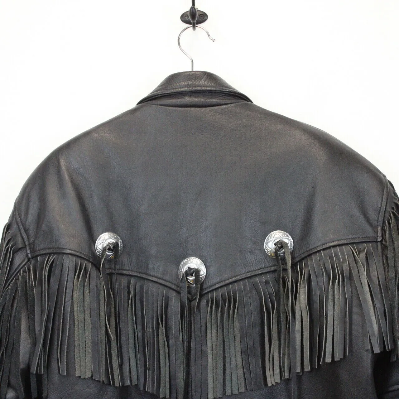 Womens 90s Leather Western Jacket Black | XL