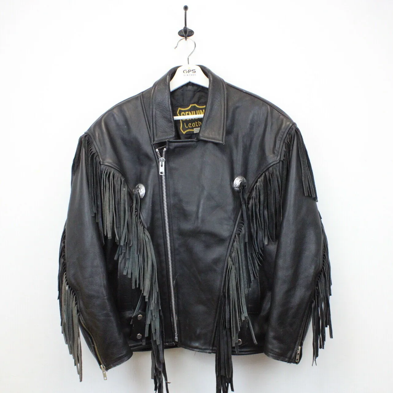 Womens 90s Leather Western Jacket Black | XL