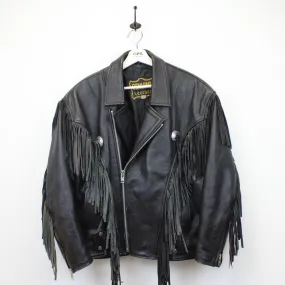 Womens 90s Leather Western Jacket Black | XL