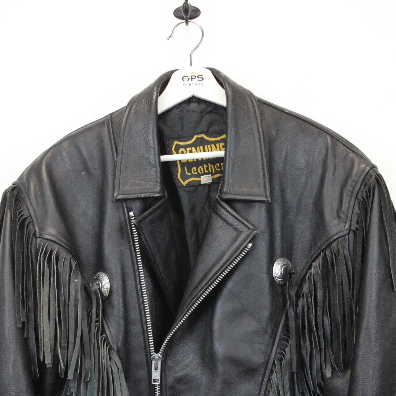 Womens 90s Leather Western Jacket Black | XL