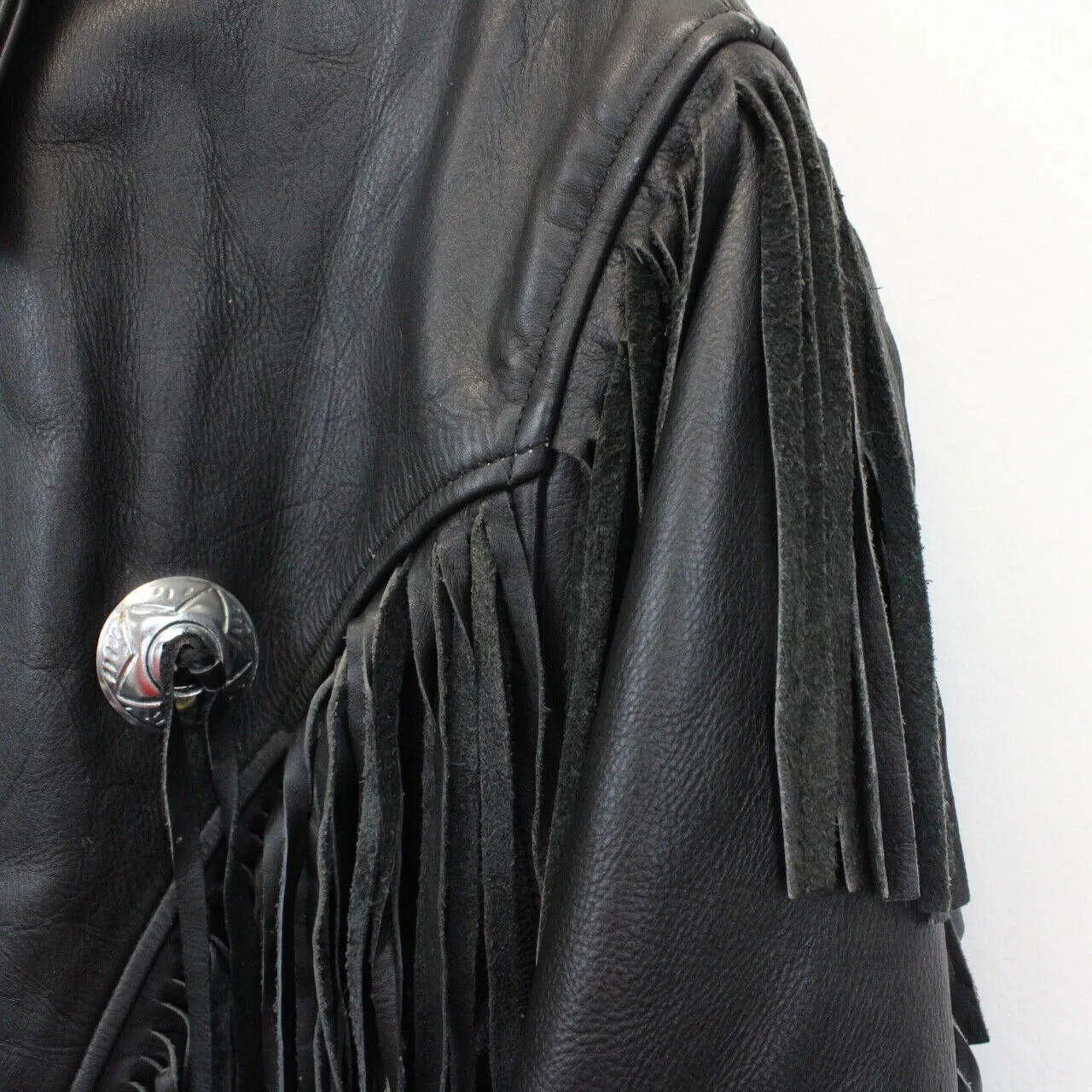 Womens 90s Leather Western Jacket Black | XL