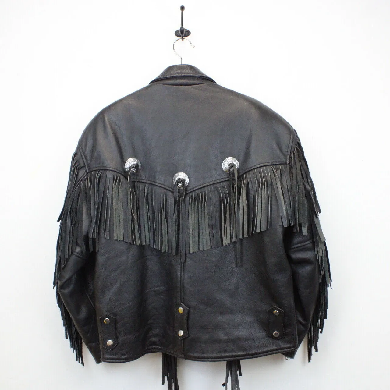 Womens 90s Leather Western Jacket Black | XL