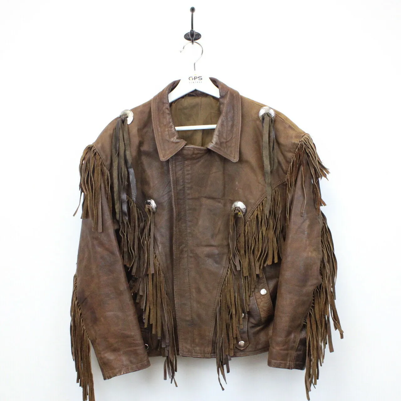 Womens 90s Leather Western Jacket Brown | Medium