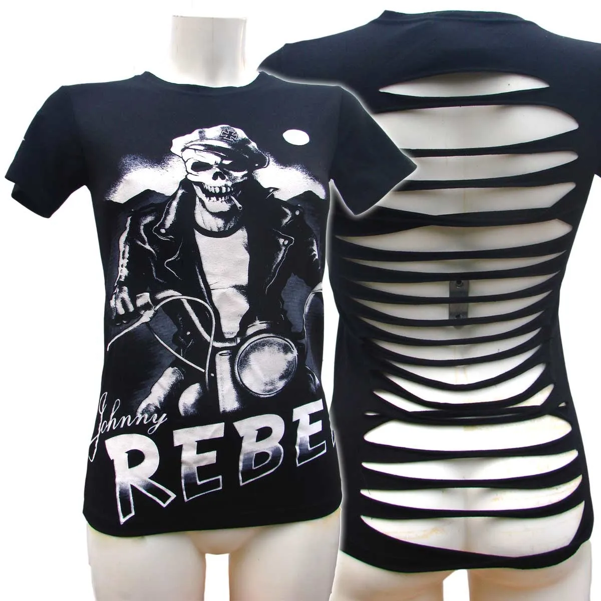 Women's Black T-Shirt Johnny Rebel Slashback